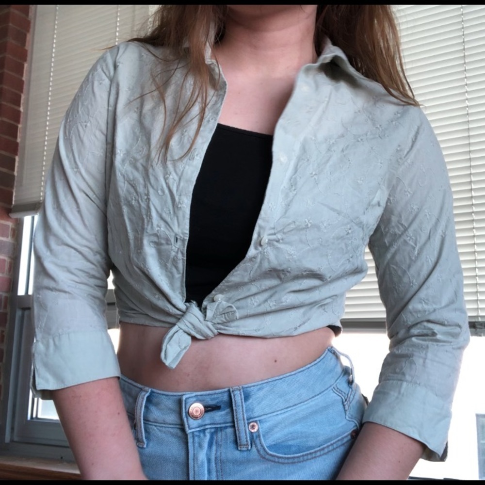 Embroidered button down